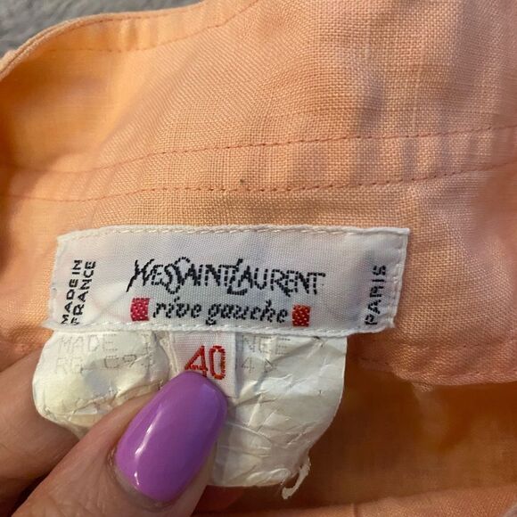 Yves Saint Laurent 100% linen peach colour buttoned blouse, size 40(M) - Picture 9 of 9
